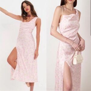 For love and lemons ilana baby pink dress with slit